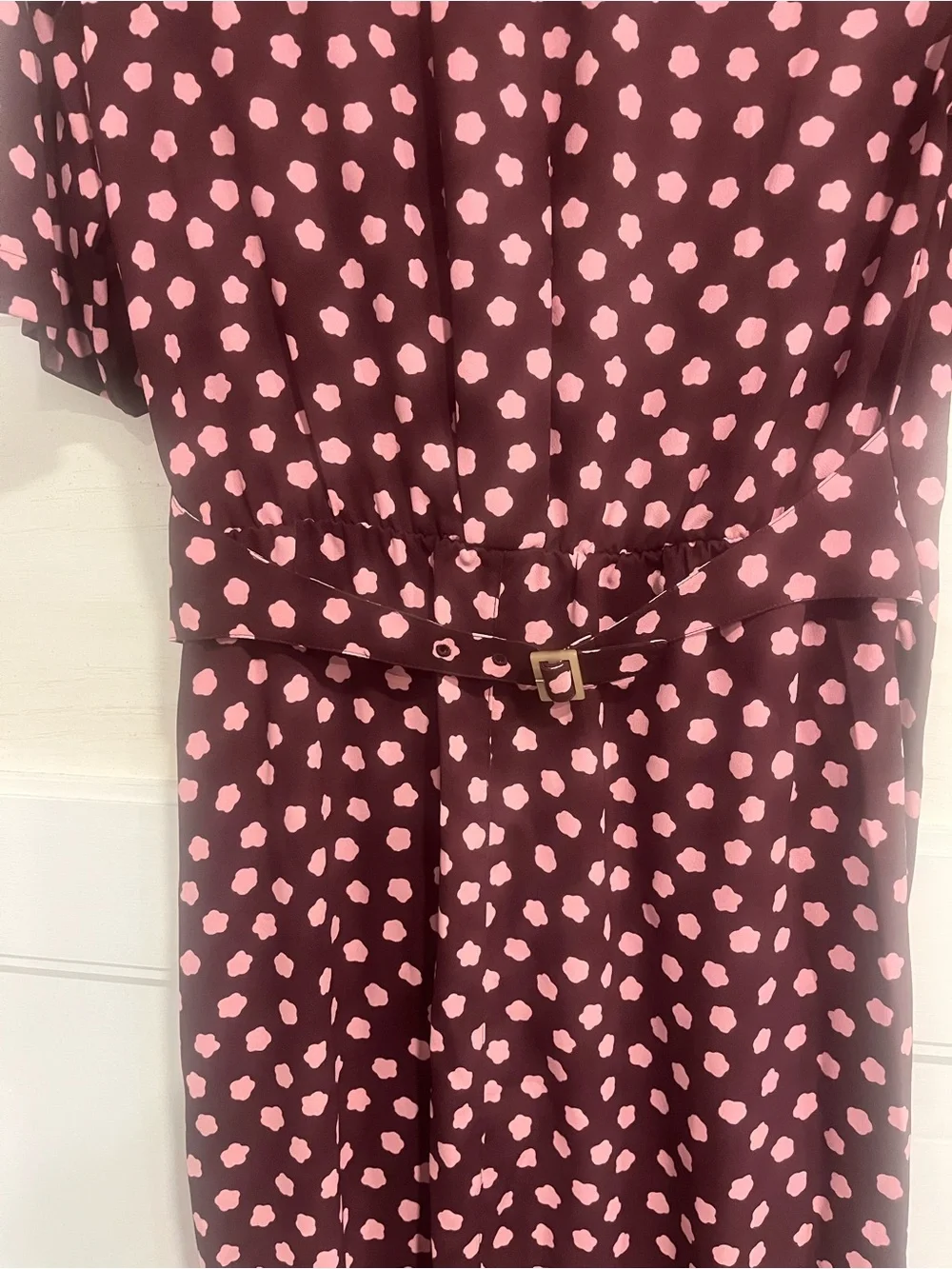 kate spade Burgundy and White Cloud Dot Midi Shirtdress